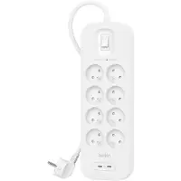 Belkin Connect, modelo 900J, 8 tomas de corriente AC, color blanco, 2 metros de longitud, 1 unidad