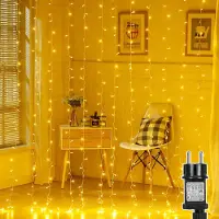 Lapalife Cortina de luces LED de 3x3 metros, luz blanca cálida, diseño de copo de nieve. Guirnalda de luces con 8 modos de iluminación, ideal para interiores, jardines, fiestas y Navidad