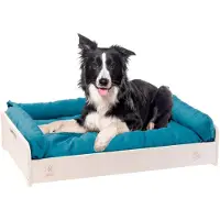 Ferplast Madera Hall, cama para perros, 80,5 x 53 x 17,5 cm, color azul. Talla única