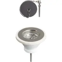 Wirquin 30723129: Juego de desagüe para fregadero de cocina, para 1 cuba, con diámetro de 60 mm, incluye tapón