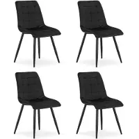 Leobert Cuatro sillas tapizadas modelo SPLIT, color negro, con revestimiento de terciopelo, ideales para comedor, cocina o salón