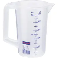 Hünersdorff Probeta graduada de 500 ml, fabricada en polipropileno, con un diámetro de 90 mm y una altura de 135 mm. Escala azul de 10:10. Transparente. Modelo: 935000