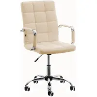 CLP Silla de oficina DELI V2 con revestimiento de cuero sintético y acolchado de alta calidad. Silla giratoria con altura de asiento ajustable. Color: crema