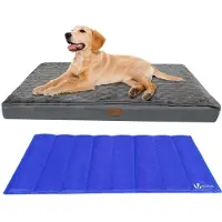 Dripio Cama ortopédica para perros con alfombrilla refrigerante, 115x80 cm, color gris