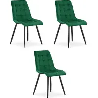 Leobert Conjunto de 3 sillas tapizadas en terciopelo, color verde, para comedor, cocina o salón