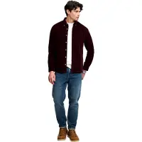 Superdry para hombre. M4011044A Camisa Classic Needle burdeos (L), Casual, Algodón, Clásico, Manga larga, outlet 2026.
