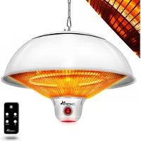 Tresko Calefactor por Infrarrojos de Pared Blanco | 1500W + Control Remoto | Estufa Radiante de Terraza con 3 Temperaturas | Radiador Eléctrico para Exterior e Interior | Calentador de Techo