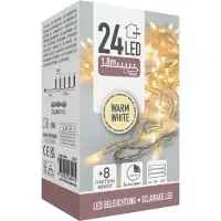 Free and Easy Guirnalda con 24 LEDs de luz blanca cálida, cable transparente, 2,30 metros