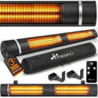Tresko Calefactor por Infrarrojos de Pared | 3000W + Control Remoto | Estufa Radiante con 3 Temperaturas | Radiador Eléctrico para Exterior e Interior | Calentador de Cuarzo