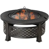 Outsunny : Chimenea de acero para exteriores, con protección contra chispas, que funciona como mesa y estufa