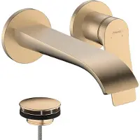 Hansgrohe Grifo monomando para lavabo de la marca , modelo Vivenis, para instalación empotrada en la pared, con caño de 19,2 cm y acabado en bronce cepillado