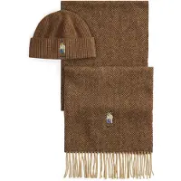 Ralph Lauren para hombre. 449P20309001 Set regalo Bear marrón jaspeado (OSFA), Lana, Clásico, outlet 2026.