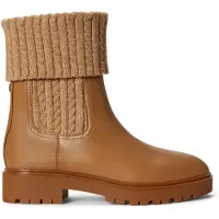 Ralph Lauren para mujer. 802P17088002 Botín Allyson de piel de becerro y punto camel (38), Beige, 1 a 3cm, 3 a 5cm, Ninguno, Casual,