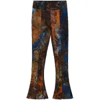 Desigual , Pantalón flare flocado, Mujer, Negro, M