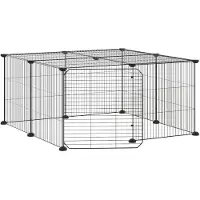 vidaXL Jaula para mascotas de 12 piezas, con puerta, color , 70x70x35 cm, acero