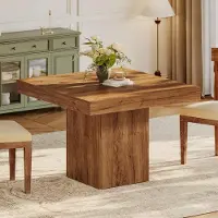 Tribesigns : Mesa de comedor para 4 personas, estilo rústico, mesa pequeña para la cocina, con base estable, muebles de comedor de madera para comedor o cocina, color nogal