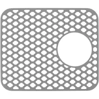 Gistuch Alfombrilla para fregadero, protector de silicona con orificio de desagüe lateral, antideslizante, resistente a los arañazos, fácil de mantener, rejilla para la cocina y el hogar, color gris