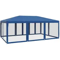vidaXL Tienda de campaña para fiestas , con 10 paneles laterales de malla, color azul, 6x4 metros, fabricada en HDPE
