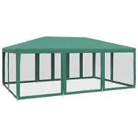 vidaXL Tienda de campaña para fiestas , con 10 paneles laterales de malla, color verde, 6x4 metros, fabricada en HDPE