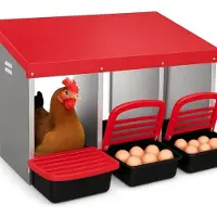 OEM Nido para gallinas, diseño plegable, estructura de acero resistente, color rojo