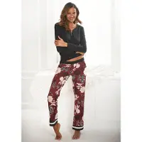 s.Oliver Pijama rosa pastel / burdeos / negro