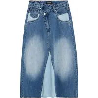 Desigual , falda midi vaquera combinada, Mujer, Algodon, Azul, S