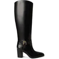 Ralph Lauren para mujer. 802P12879001 Bota alta Raelynn de piel brillante negro (37), 1 a 3cm, 5 a 8cm, Cremallera, Ninguno, Casual,