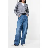 French Connection Sloane Knit Stripe Pullover Heather Grey/marine Talla: M | Sudaderas con Capucha Outlet | Mujer | Gris