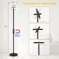 StarTech.com Lámpara de pie - Lámpara de pie LED - Altura 1,9 m - 2 anillos de luz giratorios 312° - Regulable - 6-10 W - Control remoto - Color negro