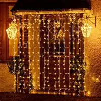Salcar , cortina de luces LED de 9x3 metros, grado de protección IP44, cadena de luces LED, luz blanca cálida,