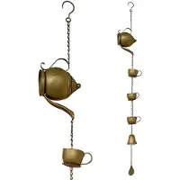 Merkloos Recipiente de recolección de agua de lluvia con forma de tetera para el jardín