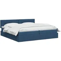 vidaXL Cama con almacenamiento y colchón, color azul, 200 x 200 cm, tapizada en terciopelo