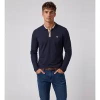 GUESS para hombre. M6BP11K6203 Polo texturizado de manga larga marino (S), Casual, Poliéster, outlet 2026.