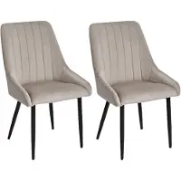 Duhome Set de 2 sillas de comedor tapizadas en terciopelo, estilo retro con patas de metal, beige