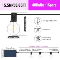 StarTech.com Guirnalda solar para exteriores - Guirnalda LED G40 - 15,5 metros con 41 luces - Alimentación por USB y solar - IP44 (resistente a salpicaduras) - Regulable - Luz blanca cálida de 3000 K