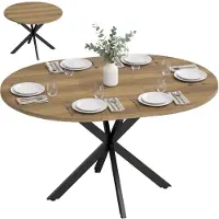 StarTech.com Mesa extensible para comedor - Mesa ovalada/redonda - 100/135 x 100 cm - Para 4-6 personas - Patas rectas - Estructura de metal - Color marrón