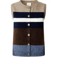 Pepe Jeans Chaleco de punto 'Alani' beige oscuro / navy / marrón oscuro / blanco