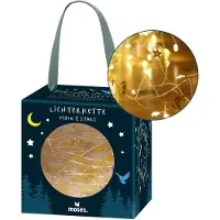 OEM Guirnalda de luces "Luna y Estrellas", 100 LEDs, luz cálida, color dorado, con temporizador, 3 metros