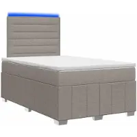 Syfax Cama con somier y colchón LED, color taupe, 120 x 190 cm, tapizada en tela