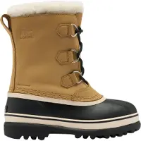 Sorel - Apreski - Little Kids Caribou WP Caribou Buff Black de Cuero - Talla Infantil 32 - Marrón