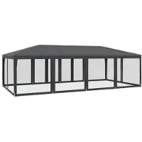 vidaXL Tienda de campaña para fiestas con 12 paneles laterales de malla, color antracita, 8x4 metros, fabricada en HDPE