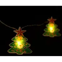 HomeShopXL Guirnalda de luces LED - para árbol de Navidad - 10 LEDs - 1,35 metros - luz blanca cálida - 2 pilas AA