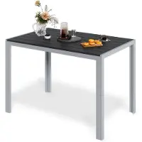 StarTech.com Mesa de comedor para exteriores de 110x70x73 cm - Mesa de jardín de aluminio - Placa superior con 7 listones - Rectangular - Para 6 personas - Diseño moderno