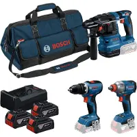 Bosch Kit 0615A50093 (GSR 18V-65 + GDX 18V-285 + GBH 18V-22 + 3 x 5,0 Ah + GAL12V/18V-80 + Bolsa)