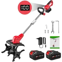 StarTech.com Fresadora de suelo eléctrica - Cultivador inalámbrico - 1500 W - Motor sin escobillas - Para batería de 18 V - 2 baterías - Portátil