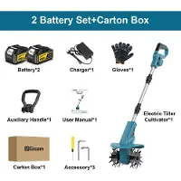 StarTech.com Fresadora de jardín eléctrica, cultivadora motorizada - Motor sin escobillas de 18V - Herramienta de jardín a batería - 2 baterías recargables - Para aireación del suelo - 2 baterías
