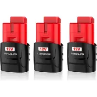 StarTech.com Batería de repuesto - M12 12V Li-Ion - 3,5Ah 3500mAh - Pack de 3 unidades - Celdas 18650 - Para herramientas eléctricas - Color beige