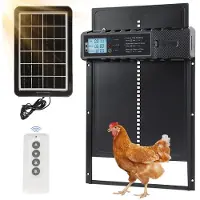 StarTech.com Puerta automática para gallinas - Puerta para gallinero - Funciona con energía solar - Temporizador - Sensor de luz - Control remoto - Hierro - Modelo ES-Black
