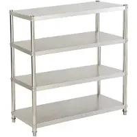 OEM Estantería robusta, de acero inoxidable, con sistema de almacenamiento modular de varios niveles, color plateado, de 4 niveles