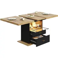 StarTech.com Mesa extensible para comedor - Mesa ampliable - 110–140 x 80 x 75 cm - Iluminación LED - Para 6 personas - Estructura de madera - Diseño moderno, ideal para cocina, comedor o terraza
